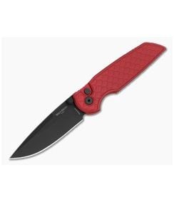 Protech TR-3 Integrity Red Reptile Textured Aluminum MagnaCut DLC Black Button Lock Knife (3.45" Blade) INT1106-REPTILE-RED - PT-INT1106-REPTILE-RED 1