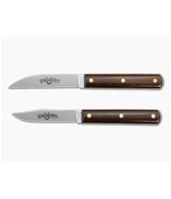 Great Eastern Cutlery Bunkhouse Brand Paring and Slicing Knife Set Brown Burlap Micarta 1095 Carbon Steel - GEC-K31K32CAR-BBM 1