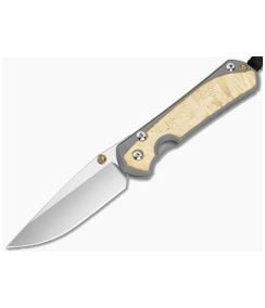 Chris Reeve Large Sebenza 31 Box Elder Burl Glass Blasted Titanium Drop Point MagnaCut Stonewash MIM Clip Frame Lock Knife (3.62" Blade) L31-1108-183-001 - CRK-L31-1108-183-001 1