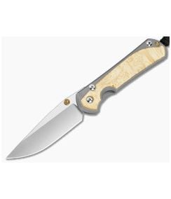 Chris Reeve Large Sebenza 31 Box Elder Burl Glass Blasted Titanium Drop Point MagnaCut Stonewash MIM Clip Frame Lock Knife (3.62" Blade) L31-1108-183-003 - CRK-L31-1108-183-003 1