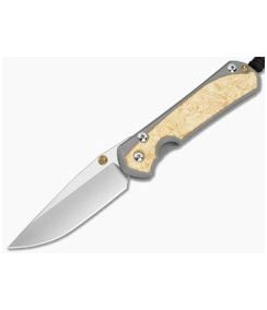 Chris Reeve Large Sebenza 31 Box Elder Burl Glass Blasted Titanium Drop Point MagnaCut Stonewash MIM Clip Frame Lock Knife (3.62" Blade) L31-1108-183-005 - CRK-L31-1108-183-005 1