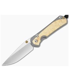 Chris Reeve Large Sebenza 31 Box Elder Burl Glass Blasted Titanium Drop Point MagnaCut Stonewash MIM Clip Frame Lock Knife (3.62" Blade) L31-1108-183-006 - CRK-L31-1108-183-006 1
