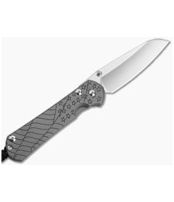 Chris Reeve Large Sebenza 31 Left Hand Insingo Forever Flag Glass Blasted Titanium MagnaCut Stonewash Folding Knife (3.61" Blade) L31-1509 - CRK-L31-1509 1