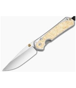 Chris Reeve Large Sebenza 31 Drop Point Box Elder Wood Polished Titanium MagnaCut Polished Folding Knife (3.61" Blade) L31-1628-001 - CRK-L31-1628-001 1
