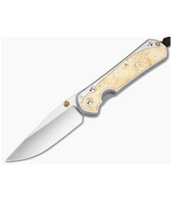 Chris Reeve Large Sebenza 31 Drop Point Box Elder Wood Polished Titanium MagnaCut Polished Folding Knife (3.61" Blade) L31-1628-003 - CRK-L31-1628-003 1