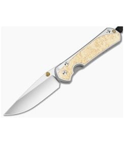 Chris Reeve Large Sebenza 31 Drop Point Box Elder Wood Polished Titanium MagnaCut Polished Folding Knife (3.61" Blade) L31-1628 - CRK-L31-1628 1