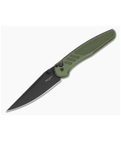 Protech Avalon Peace Neighbor Battleworn Green Knurled Aluminum MagnaCut Black DLC Button Lock Folder (4.25" Blade) PN1103-BW-GREEN - PT-PN1103-BW-GREEN 1