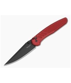 Protech Avalon Peace Neighbor Red Knurled Aluminum MagnaCut Black DLC Button Lock Folder (4.25" Blade) PN1103-RED - PT-PN1103-RED 1