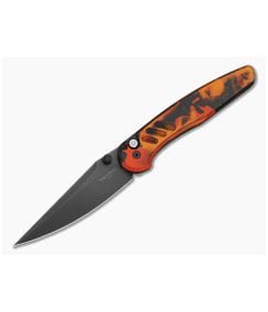 Protech Avalon Peace Neighbor Del Fuego Anodized Aluminum DLC Black Magnacut Button Lock Modified Clip Point Folding Knife (4.25") PN1104-DF - PT-PN1104-DF 1