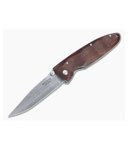 MCusta Classic Wave San Mai Damascus Ironwood Liner Lock Folding Knife 18D - MC-0018D 1