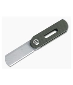 D Rocket Design Oval Half Moon Higonokami Bali M390 Textured Green Aluminum Folder 0021 - DRD-0021 1