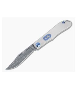 D Rocket Design Mini Lanny's Clip Point Vegas Forge Damascus Titanium Slip Joint Folder 0022 - DRD-0022 1