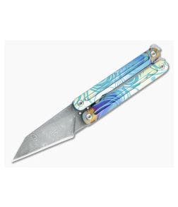 D Rocket Design Pocket Rocket Damascus Anodized Titanium Balisong Folder 0026 - DRD-0026 1