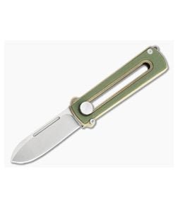 D Rocket Design Al Br BarloX Stonewashed M390 Green G10 Al Bronze Manual OTF Knife - DRD-0057 1