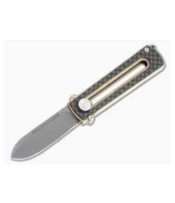 D Rocket Design Al Br BarloX Black PVD M390 Carbon Fiber Al Bronze Manual OTF Knife - DRD-0064 1