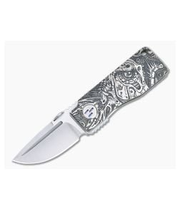 D Rocket Design x SG Knives Angler Gryphon EDC Flipper Satin Elmax Milled Titanium Folder 0072 - DRD-0072 1