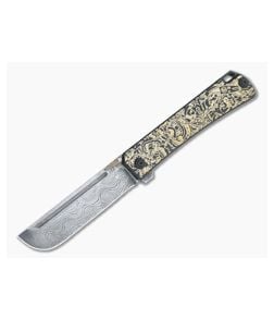 D Rocket Design Jupiter EDC Carbon Damascus StickerBomb Art Titanium Folder 0076 - DRD-0076 1