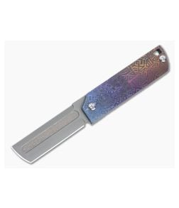 D Rocket Design MaximX Flipper M390 Aztec Engraved Anodized Titanium Folder 0081 - DRD-0081 1