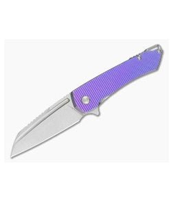 MachineWise Mojave #1390 Light Purple Grenade Anodized Titanium Lightwash S90V Wharncliffe Frame Lock Flipper (3.45") - MCW-008 1