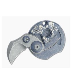 Serge Knife Co. Coin Claw Gen 2 Acid Washed M390 Crossbones Blue Titanium Slip Joint Folder 008 - SKC-008 1