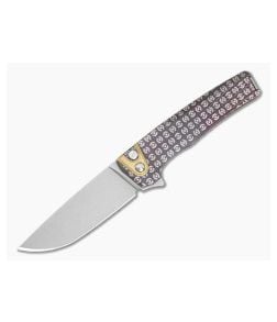 MachineWise Sonora #2280 Bronze Anodized Sunray Textured Ring Glyph Titanium Brass Bolster S90V Lightwash Button Lock Flipper (3.35" Blade) - MCW-009 1