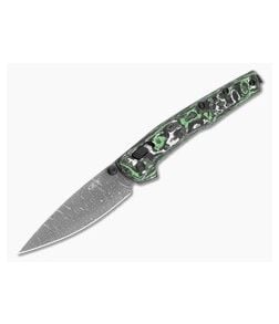 Zero Tolerance 0117VFGW Green/White Carbon Fiber Vegas Forge Damascus Crossbar Lock Knife (3.30" Blade) - ZT-0117VFGW 1