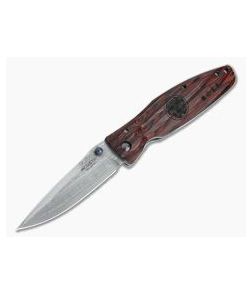 MCusta 183D Sengoku Busho Ieyasu Red Pakkawood Damascus VG-10 Liner Lock Folder - MC-0183D 1