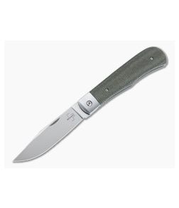 Boker Plus Bonfire Trapper Satin D2 Green Micarta Liner Lock Front Flipper 01BO182 - BO-01BO182 1