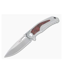Boker Plus Burnley Aphex Mini Satin VG10 Red Marble Carbon Fiber Titanium Flipper 01BO197 - BO-01BO197 1