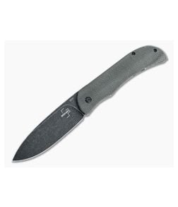 Boker Plus Exskelibur I Black Stonewashed D2 Green Micarta Frame Lock Front Flipper 01BO359 - BO-01BO359 1