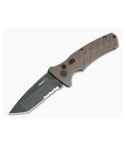 Boker Plus Strike Tanto Coyote Brown Auto Partially Serrated Black Stonewashed Blade 01BO425N - BO-01BO425N 1