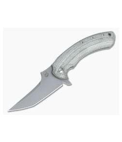 Fox Geco Bastinelli Stonewashed N690Co Green Canvas Micarta Titanium Frame Lock Flipper 01FX874 - BO-01FX874 1