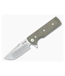Chaves Ultramar T.A.K. Drop Point M390 Green Canvas Micarta Flipper - CKT-020 1
