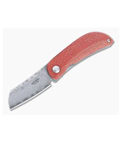 MCusta Petit San Mai Damascus Orange/Blue Jute Micarta Liner Lock Front Flipper 0213D - MC-0213D 1