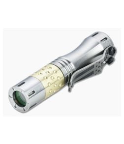 Laulima Metal Craft Hoku HVV Mule Short Milled Satin Titanium Brass Dimpled Flashlight - LMC-LMC026 1