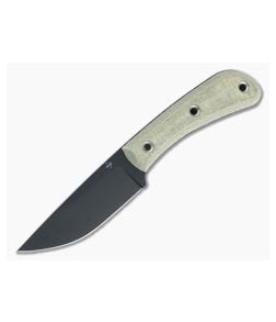 Boker Plus Little Rok Black SK85 Green Canvas Micarta Fixed Blade 02BO026 - BO-02BO026 1