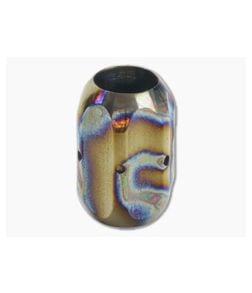 Ti Survival Titanium Lanyard Bead Hex Polished Random Flame Anodized - TS-037 1