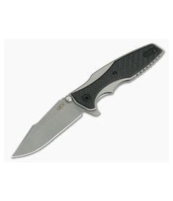 Zero Tolerance 0393GLCF Hinderer Flipper Glow Carbon Fiber Titanium Frame Lock - ZT-0393GLCF 1