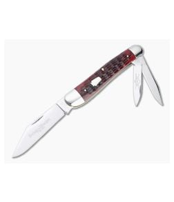 Queen Schatt & Morgan 2007 Series XVII Dogleg Whittler Red Jigged Bone Slip Joint 043154 - QN-043154 1