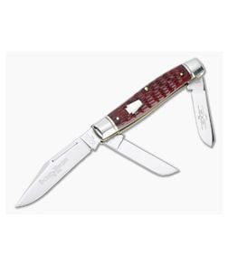 Queen Schatt & Morgan 2007 Series XVII Medium Stockman Red Jigged Bone Slip Joint 043155 - QN-043155 1
