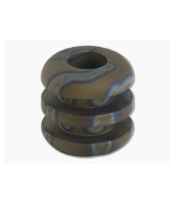 Ti Survival Titanium Lanyard Bead Three Ribbed Sandblasted Random Flame Anodized - TS-043 1