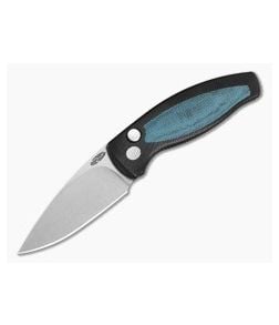 TRM Pit Bull Black Aluminum Blue Denim Micarta Inlay MagnaCut Automatic Knife (3.00" Blade) - TRM-052 1
