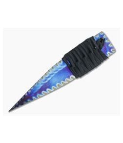 M. Strider Knives Flamed Titanium Wide Nail 5.25" Cord Wrapped Fixed Blade - MSK-064 1