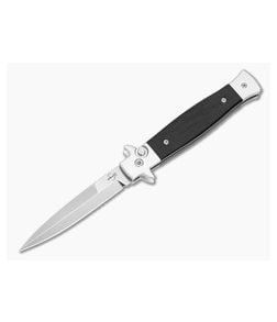 Boker Plus Stiletto 3.5 Ebony Wood 14C28N Satin Automatic Knife (3.50" Blade) 06EX750 - BO-06EX750 1