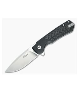 Buck Stinger Black Aluminum Carbon Fiber D2 Satin Drop Point Frame Lock Folding Knife (3.00") 0714BKS - BU-0714BKS 1