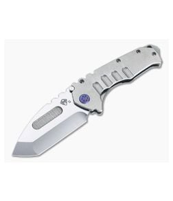 Medford Praetorian T Tanto S35VN Polished Tumbled Titanium Blue Accents Frame Lock Folder - MKT-072 1