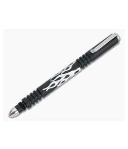 Hinderer Knives Investigator Pen Flames Matte Black Aluminum 0866 - HK-0866 1