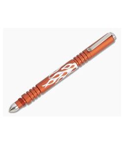 Hinderer Knives Investigator Pen Flames Matte Orange Aluminum 0867 - HK-0867 1