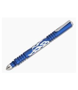 Hinderer Knives Investigator Pen Flames Matte Blue Aluminum 0868 - HK-0868 1