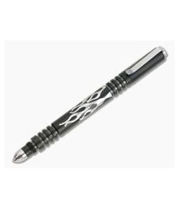 Hinderer Knives Investigator Pen Flames Stonewashed Black DLC Stainless Steel 0869 - HK-0869 1